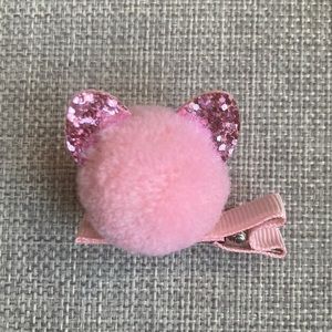 Glitter Ears Pom Pom Hair Clip, NEW